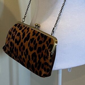 Patricia Nash Leopard Print hair calf Chain Shoulder Bag